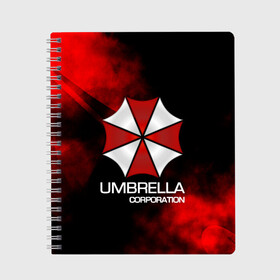 Тетрадь с принтом UMBRELLA CORP , 100% бумага | 48 листов, плотность листов — 60 г/м2, плотность картонной обложки — 250 г/м2. Листы скреплены сбоку удобной пружинной спиралью. Уголки страниц и обложки скругленные. Цвет линий — светло-серый
 | biohazard | biohazard 7 | crocodile | fang | game | hand | monster | new umbrella | resident evil | resident evil 7 | umbrella | umbrella corp | umbrella corporation | zombie | обитель