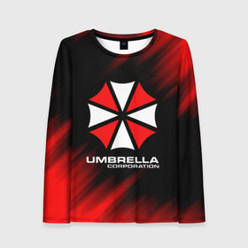 Женский лонгслив 3D с принтом Umbrella Corporation , 100% полиэстер | длинные рукава, круглый вырез горловины, полуприлегающий силуэт | corp | corporation | resident evil | umbrella | umbrella corporation | зомби апокалипсис | зонт | игра