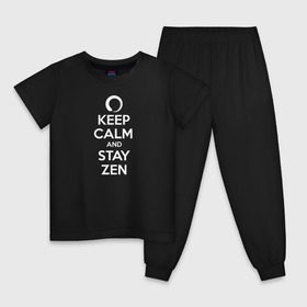 Детская пижама хлопок с принтом Keep calm & stay Zen , 100% хлопок |  брюки и футболка прямого кроя, без карманов, на брюках мягкая резинка на поясе и по низу штанин
 | aum | zen | будда | буддизм | дзен | мантра | ом | религия