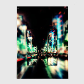 Постер с принтом Tokyo , 100% бумага
 | бумага, плотность 150 мг. Матовая, но за счет высокого коэффициента гладкости имеет небольшой блеск и дает на свету блики, но в отличии от глянцевой бумаги не покрыта лаком | Тематика изображения на принте: japan | tokyo | urban | город | дорога | ночь | токио | улица | япония