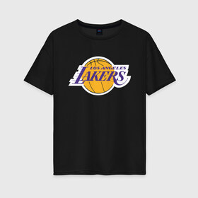 Женская футболка хлопок Oversize с принтом LA LAKERS(+спина) , 100% хлопок | свободный крой, круглый ворот, спущенный рукав, длина до линии бедер
 | america | basketball | kobe bryant | la | la lakers | lakers | los angeles lakers | nba | usa | баскетбол | кобе брайант | лос анджелес лейкерс | нба | сша