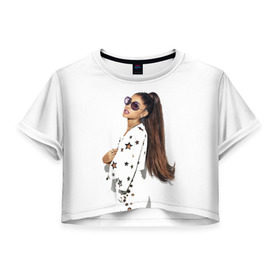 Женская футболка Crop-top 3D с принтом ARIANA GRANDE. , 100% полиэстер | круглая горловина, длина футболки до линии талии, рукава с отворотами | ariana grande | k bye for now | nickelodeon | американская актриса | ари | ариана | ариана гранде | ариана гранде бутера | грандес | королевы крика | селена гомез