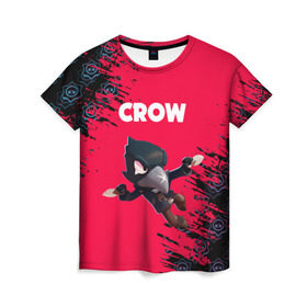 Женская футболка 3D с принтом BRAWL STARS CROW. , 100% полиэфир ( синтетическое хлопкоподобное полотно) | прямой крой, круглый вырез горловины, длина до линии бедер | bea | bibi | brawl stars | colt | crow | el brown | leon | leon shark | max | nita | sally leon | shark | акула | беа | берли | биби | бравл старс | браун | ворон | кольт | леон | леон акула | макс | нита | шелли