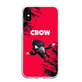 Чехол для iPhone XS Max матовый с принтом BRAWL STARS CROW , Силикон | Область печати: задняя сторона чехла, без боковых панелей | bea | bibi | brawl stars | colt | crow | el brown | leon | leon shark | max | nita | sally leon | shark | акула | беа | берли | биби | бравл старс | браун | ворон | кольт | леон | леон акула | макс | нита | шелли