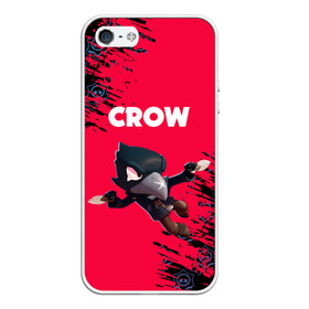 Чехол для iPhone 5/5S матовый с принтом BRAWL STARS CROW , Силикон | Область печати: задняя сторона чехла, без боковых панелей | bea | bibi | brawl stars | colt | crow | el brown | leon | leon shark | max | nita | sally leon | shark | акула | беа | берли | биби | бравл старс | браун | ворон | кольт | леон | леон акула | макс | нита | шелли