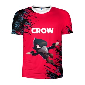 Мужская футболка 3D спортивная с принтом BRAWL STARS CROW. , 100% полиэстер с улучшенными характеристиками | приталенный силуэт, круглая горловина, широкие плечи, сужается к линии бедра | Тематика изображения на принте: bea | bibi | brawl stars | colt | crow | el brown | leon | leon shark | max | nita | sally leon | shark | акула | беа | берли | биби | бравл старс | браун | ворон | кольт | леон | леон акула | макс | нита | шелли