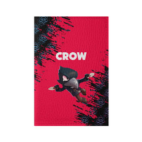 Обложка для паспорта матовая кожа с принтом BRAWL STARS CROW. , натуральная матовая кожа | размер 19,3 х 13,7 см; прозрачные пластиковые крепления | bea | bibi | brawl stars | colt | crow | el brown | leon | leon shark | max | nita | sally leon | shark | акула | беа | берли | биби | бравл старс | браун | ворон | кольт | леон | леон акула | макс | нита | шелли