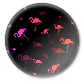 Значок с принтом Фламинго ,  металл | круглая форма, металлическая застежка в виде булавки | минимализм | прикольные картинки | прикольные надписи | розовый фламинго | фламинго