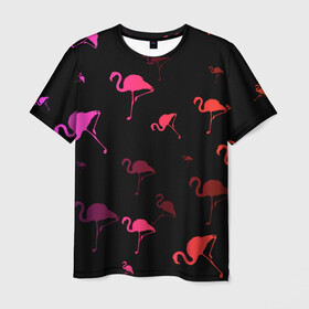 Мужская футболка 3D с принтом Фламинго , 100% полиэфир | прямой крой, круглый вырез горловины, длина до линии бедер | Тематика изображения на принте: минимализм | прикольные картинки | прикольные надписи | розовый фламинго | фламинго