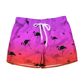 Женские шорты 3D с принтом Фламинго , 100% полиэстер | прямой крой, два кармана без застежек по бокам. Мягкая трикотажная резинка на поясе, внутри которой широкие завязки. Длина до середины бедра | минимализм | прикольные картинки | прикольные надписи | розовый фламинго | фламинго