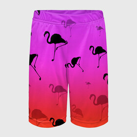 Детские спортивные шорты 3D с принтом Фламинго ,  100% полиэстер
 | пояс оформлен широкой мягкой резинкой, ткань тянется
 | Тематика изображения на принте: минимализм | прикольные картинки | прикольные надписи | розовый фламинго | фламинго