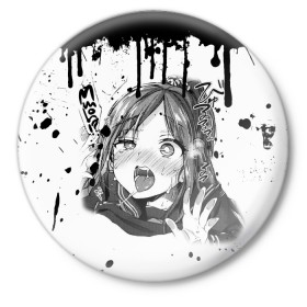 Значок с принтом АХЕГАО ,  металл | круглая форма, металлическая застежка в виде булавки | ahegao | anime | аниме | ахегао | мультфильм | сенпай