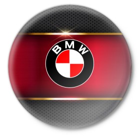 Значок с принтом BMW ,  металл | круглая форма, металлическая застежка в виде булавки | 