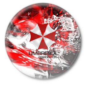 Значок с принтом UMBRELLA CORP ,  металл | круглая форма, металлическая застежка в виде булавки | Тематика изображения на принте: 