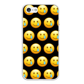 Чехол для iPhone 5/5S матовый с принтом New Emoji , Силикон | Область печати: задняя сторона чехла, без боковых панелей | crying | emoji | smile | smiling face with tear | tear | плачущий | слеза | смайлик | улыбка | эмодзи