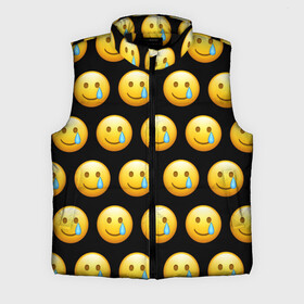 Мужской жилет утепленный 3D с принтом New Emoji ,  |  | Тематика изображения на принте: crying | emoji | smile | smiling face with tear | tear | плачущий | слеза | смайлик | улыбка | эмодзи