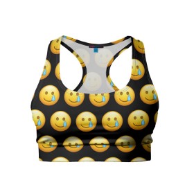 Женский спортивный топ 3D с принтом New Emoji , 82% полиэстер, 18% спандекс Ткань безопасна для здоровья, позволяет коже дышать, не мнется и не растягивается |  | crying | emoji | smile | smiling face with tear | tear | плачущий | слеза | смайлик | улыбка | эмодзи