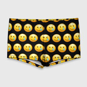 Мужские купальные плавки 3D с принтом New Emoji , Полиэстер 85%, Спандекс 15% |  | crying | emoji | smile | smiling face with tear | tear | плачущий | слеза | смайлик | улыбка | эмодзи