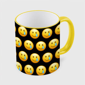 Кружка с полной запечаткой с принтом New Emoji , керамика | ёмкость 330 мл | Тематика изображения на принте: crying | emoji | smile | smiling face with tear | tear | плачущий | слеза | смайлик | улыбка | эмодзи