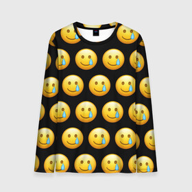Мужской лонгслив 3D с принтом New Emoji , 100% полиэстер | длинные рукава, круглый вырез горловины, полуприлегающий силуэт | crying | emoji | smile | smiling face with tear | tear | плачущий | слеза | смайлик | улыбка | эмодзи