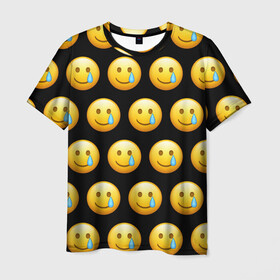 Мужская футболка 3D с принтом New Emoji , 100% полиэфир | прямой крой, круглый вырез горловины, длина до линии бедер | Тематика изображения на принте: crying | emoji | smile | smiling face with tear | tear | плачущий | слеза | смайлик | улыбка | эмодзи