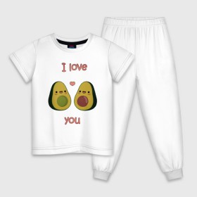 Детская пижама хлопок с принтом AVOCADO LOVE , 100% хлопок |  брюки и футболка прямого кроя, без карманов, на брюках мягкая резинка на поясе и по низу штанин
 | avokado | авокадо
