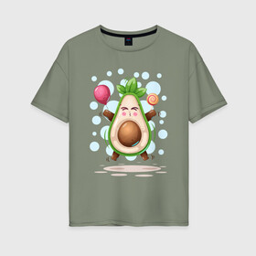 Женская футболка хлопок Oversize с принтом АВОКАДО , 100% хлопок | свободный крой, круглый ворот, спущенный рукав, длина до линии бедер
 | avocado | character | cute pictures | exotic | fruit | nut | vegan | vegetables | vegetarian | авокадо | веган | вегетарианец | милые картинки | овощи | орех | персонаж | фрукты | экзотика