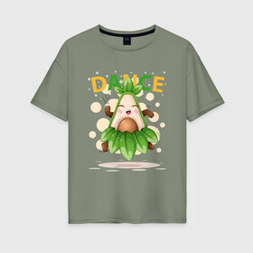 Женская футболка хлопок Oversize с принтом АВОКАДО , 100% хлопок | свободный крой, круглый ворот, спущенный рукав, длина до линии бедер
 | avocado | character | cute pictures | exotic | fruit | nut | vegan | vegetables | vegetarian | авокадо | веган | вегетарианец | милые картинки | овощи | орех | персонаж | фрукты | экзотика