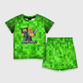 Детский костюм с шортами 3D с принтом MINECRAFT ,  |  | Тематика изображения на принте: block | creeper | cube | minecraft | pixel | блок | геометрия | крафт | крипер | кубики | майнкрафт | пиксели