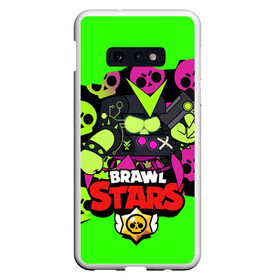 Чехол для Samsung S10E с принтом BRAWL STARS VIRUS 8-BIT , Силикон | Область печати: задняя сторона чехла, без боковых панелей | Тематика изображения на принте: 8 | 8bit | bit | brawlstars | crow | leon | leonskin | max | mr p | sally | shark | virus | бит | бравлстарc | бравлстарз | динамайк | игра | игры | леон | макс | мистер пи | молнии | мультик | старз