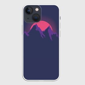 Чехол для iPhone 13 mini с принтом Mountain sunset ,  |  | mountain | sunset. purple. фиолетовый | vector | арт | вектор | горы | закат | принт | природа