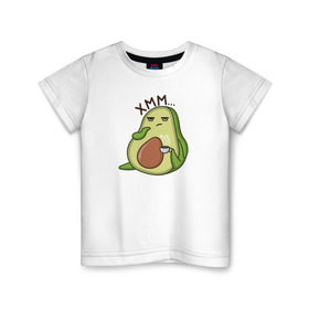 Детская футболка хлопок с принтом Авокадо , 100% хлопок | круглый вырез горловины, полуприлегающий силуэт, длина до линии бедер | Тематика изображения на принте: авокадо | веган | еда блогеров | мемы | минимализм | прикольные картинки | прикольные надписи | растение | смешное авокадо | фрукт
