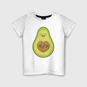 Детская футболка хлопок с принтом Авокадо , 100% хлопок | круглый вырез горловины, полуприлегающий силуэт, длина до линии бедер | 