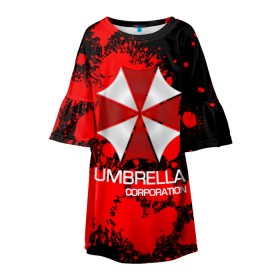 Детское платье 3D с принтом UMBRELLA CORP , 100% полиэстер | прямой силуэт, чуть расширенный к низу. Круглая горловина, на рукавах — воланы | biohazard | biohazard 7 | crocodile | fang | game | hand | monster | new umbrella | resident evil | resident evil 7 | umbrella | umbrella corp | umbrella corporation | zombie | обитель