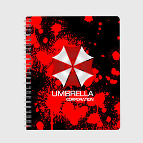 Тетрадь с принтом UMBRELLA CORP , 100% бумага | 48 листов, плотность листов — 60 г/м2, плотность картонной обложки — 250 г/м2. Листы скреплены сбоку удобной пружинной спиралью. Уголки страниц и обложки скругленные. Цвет линий — светло-серый
 | biohazard | biohazard 7 | crocodile | fang | game | hand | monster | new umbrella | resident evil | resident evil 7 | umbrella | umbrella corp | umbrella corporation | zombie | обитель