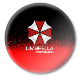 Значок с принтом UMBRELLA CORP ,  металл | круглая форма, металлическая застежка в виде булавки | Тематика изображения на принте: 