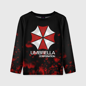 Детский лонгслив 3D с принтом UMBRELLA CORP , 100% полиэстер | длинные рукава, круглый вырез горловины, полуприлегающий силуэт
 | biohazard | biohazard 7 | crocodile | fang | game | hand | monster | new umbrella | resident evil | resident evil 7 | umbrella | umbrella corp | umbrella corporation | zombie | обитель