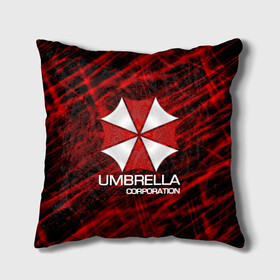 Подушка 3D с принтом UMBRELLA CORP , наволочка – 100% полиэстер, наполнитель – холлофайбер (легкий наполнитель, не вызывает аллергию). | состоит из подушки и наволочки. Наволочка на молнии, легко снимается для стирки | biohazard | biohazard 7 | crocodile | fang | game | hand | monster | new umbrella | resident evil | resident evil 7 | umbrella | umbrella corp | umbrella corporation | zombie | обитель