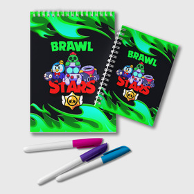 Блокнот с принтом BRAWL STARS Пламя , 100% бумага | 48 листов, плотность листов — 60 г/м2, плотность картонной обложки — 250 г/м2. Листы скреплены удобной пружинной спиралью. Цвет линий — светло-серый
 | 8 | 8bit | bit | brawl | brawlstars | crow | leon | leonskin | max | mr p | sally | virus | бит | бравл | игра | леон | макс | молнии | мультик | пламя | старc | старз