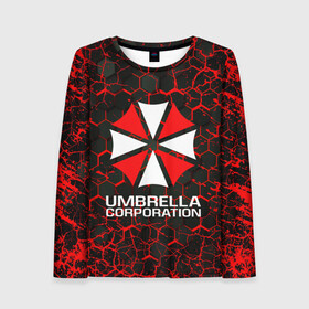 Женский лонгслив 3D с принтом UMBRELLA CORPORATION. , 100% полиэстер | длинные рукава, круглый вырез горловины, полуприлегающий силуэт | corp | corporation | resident evil | umbrella | umbrella corporation | зомби апокалипсис | зонт | игра