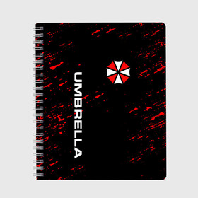 Тетрадь с принтом UMBRELLA CORPORATION , 100% бумага | 48 листов, плотность листов — 60 г/м2, плотность картонной обложки — 250 г/м2. Листы скреплены сбоку удобной пружинной спиралью. Уголки страниц и обложки скругленные. Цвет линий — светло-серый
 | corp | corporation | resident evil | umbrella | umbrella corporation | зомби апокалипсис | зонт | игра