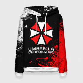 Женская толстовка 3D с принтом UMBRELLA CORPORATION. , 100% полиэстер  | двухслойный капюшон со шнурком для регулировки, мягкие манжеты на рукавах и по низу толстовки, спереди карман-кенгуру с мягким внутренним слоем. | corp | corporation | resident evil | umbrella | umbrella corporation | зомби апокалипсис | зонт | игра