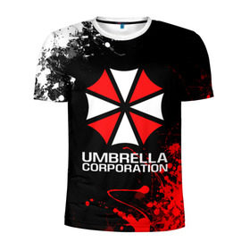 Мужская футболка 3D спортивная с принтом UMBRELLA CORPORATION. , 100% полиэстер с улучшенными характеристиками | приталенный силуэт, круглая горловина, широкие плечи, сужается к линии бедра | corp | corporation | resident evil | umbrella | umbrella corporation | зомби апокалипсис | зонт | игра