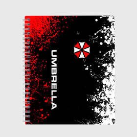 Тетрадь с принтом UMBRELLA CORPORATION , 100% бумага | 48 листов, плотность листов — 60 г/м2, плотность картонной обложки — 250 г/м2. Листы скреплены сбоку удобной пружинной спиралью. Уголки страниц и обложки скругленные. Цвет линий — светло-серый
 | corp | corporation | resident evil | umbrella | umbrella corporation | зомби апокалипсис | зонт | игра