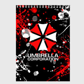 Скетчбук с принтом UMBRELLA CORPORATION , 100% бумага
 | 48 листов, плотность листов — 100 г/м2, плотность картонной обложки — 250 г/м2. Листы скреплены сверху удобной пружинной спиралью | corp | corporation | resident evil | umbrella | umbrella corporation | зомби апокалипсис | зонт | игра