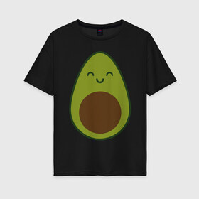 Женская футболка хлопок Oversize с принтом Авокадо (+спина) , 100% хлопок | свободный крой, круглый ворот, спущенный рукав, длина до линии бедер
 | avocado | vegan | vegetarian | авокадо | веган | вегетарианство