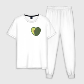 Мужская пижама хлопок с принтом Avocado Heart , 100% хлопок | брюки и футболка прямого кроя, без карманов, на брюках мягкая резинка на поясе и по низу штанин
 | avocado | vegan | vegetarian | авокадо | веган | вегетарианство
