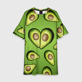 Детское платье 3D с принтом Люблю авокадо , 100% полиэстер | прямой силуэт, чуть расширенный к низу. Круглая горловина, на рукавах — воланы | food | green | vegetarian | вегетарианец | влюбленность | влюбленные | вместе навсегда | девушке | здоровый | здоровый образ жизни | зелень | кружка | любимая | любимый | люблю | май | натуральный