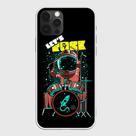 Чехол для iPhone 12 Pro Max с принтом Lets Rock , Силикон |  | art | astronaut | drummer | drums | rock | rocket | space | арт | астронавт | барабанщик | барабаны | космонавт | космос | ракета | рок