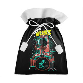 Подарочный 3D мешок с принтом Lets Rock , 100% полиэстер | Размер: 29*39 см | Тематика изображения на принте: art | astronaut | drummer | drums | rock | rocket | space | арт | астронавт | барабанщик | барабаны | космонавт | космос | ракета | рок